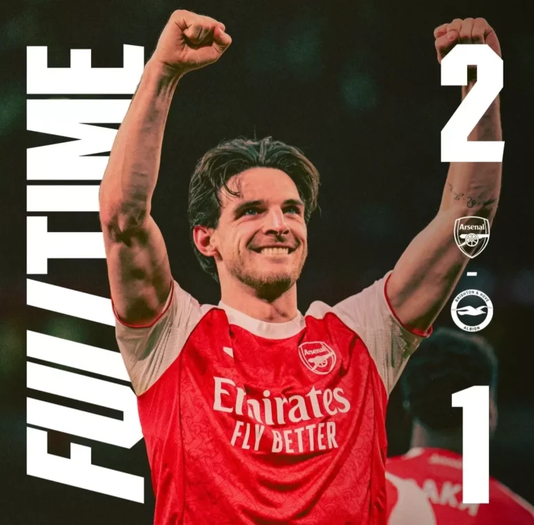 Arsenal Kembali Ke Puncak setelah Menang 2-1 vs Brighton di Emirates Stadium